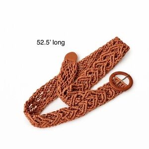 Woven Macramé Waist Belt in warm brown tone
